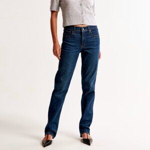 Abercrombie Mid Rise 90s Straight Jean - Dark, 26 Long